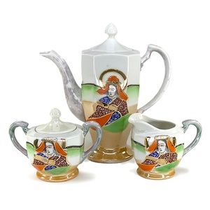 Mepoco 3-Piece Porcelain Japanese Lusterware Tea Set, c.1935